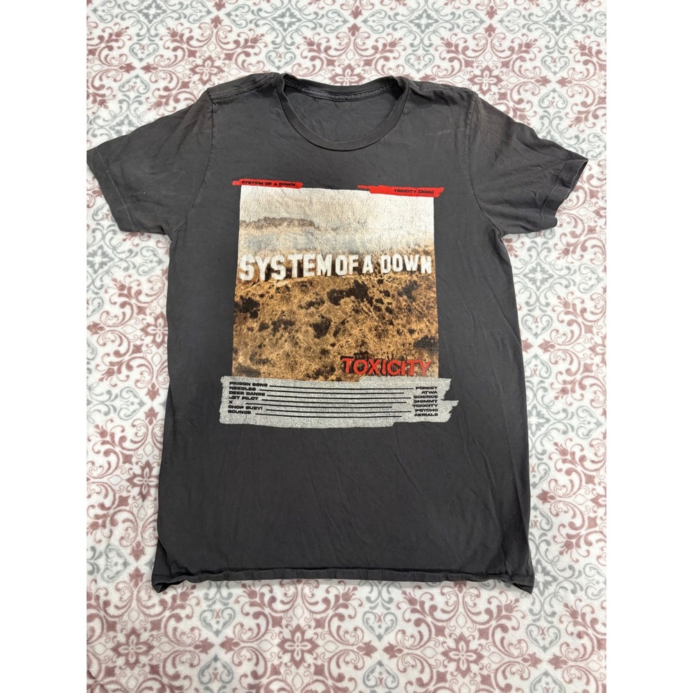 System Of A Down Toxicity Band T-Shirt Mens Small Black Graphic Tee 2001 Album